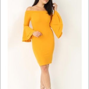 Mustard Mini bell Sleeve Dress